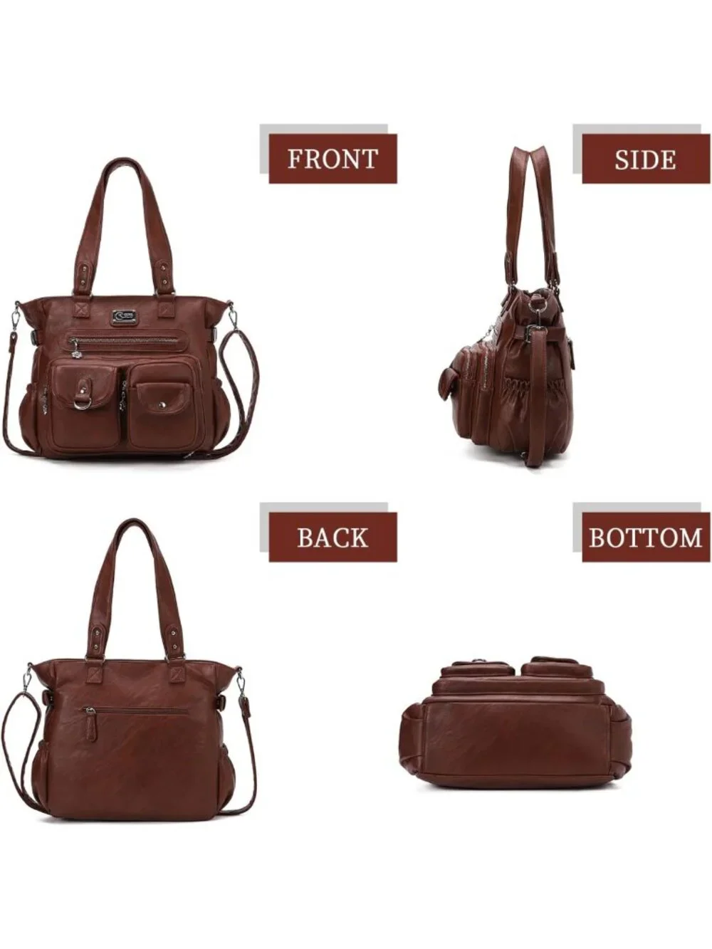 Stylish Large Vegan Leather Shoulder Tote Bag for Women - Chic Hobo Handbag
